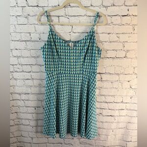 Stylish Blue and Green Patterned Dress